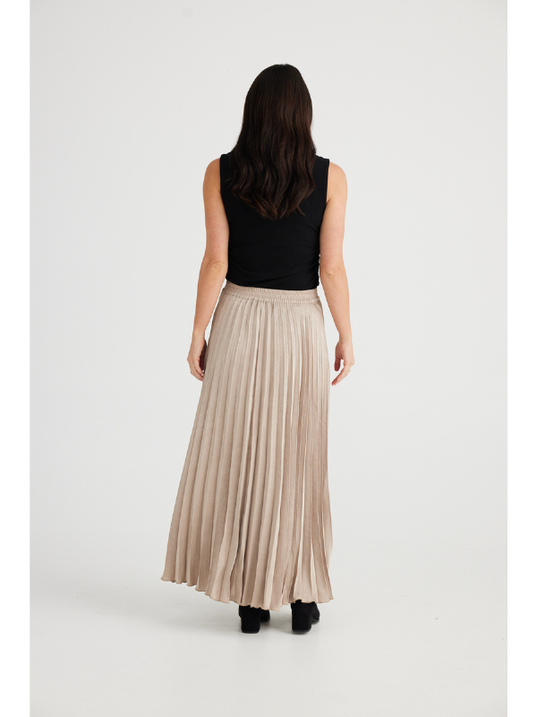 Brave + True Alias Pleated Skirt Oyster Back
