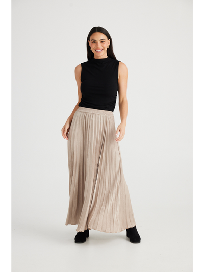 Brave + True Alias Pleated Skirt Oyster Front