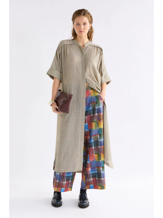 ELK the Label Porta Dress Olive Stripe Front