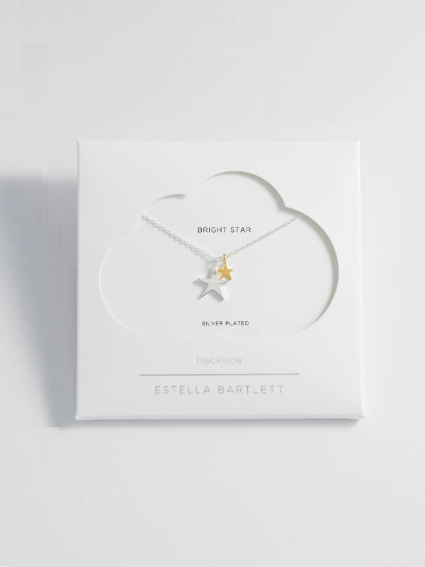 Estella Bartlett Double Star Necklace Silver