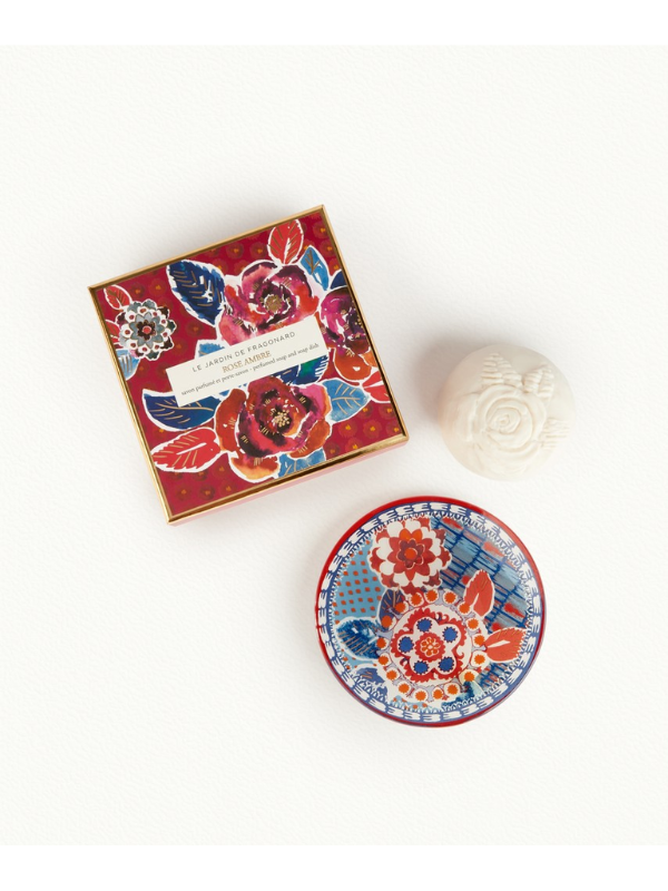 Fragonard Rose Ambre Soap & Dish Set