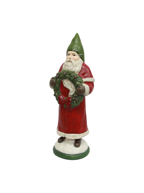 French Country Vintage Santa with Light Up Wreath