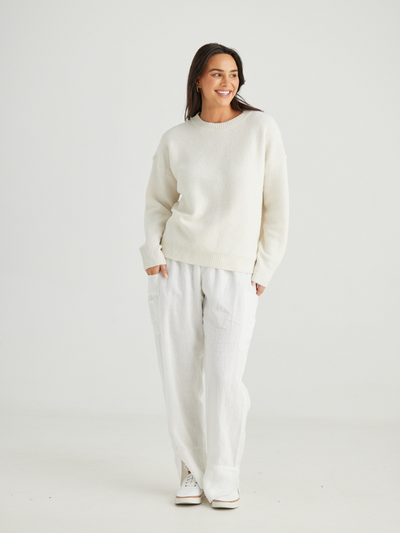 Holiday Trading Overboard Knit Oatmeal Front
