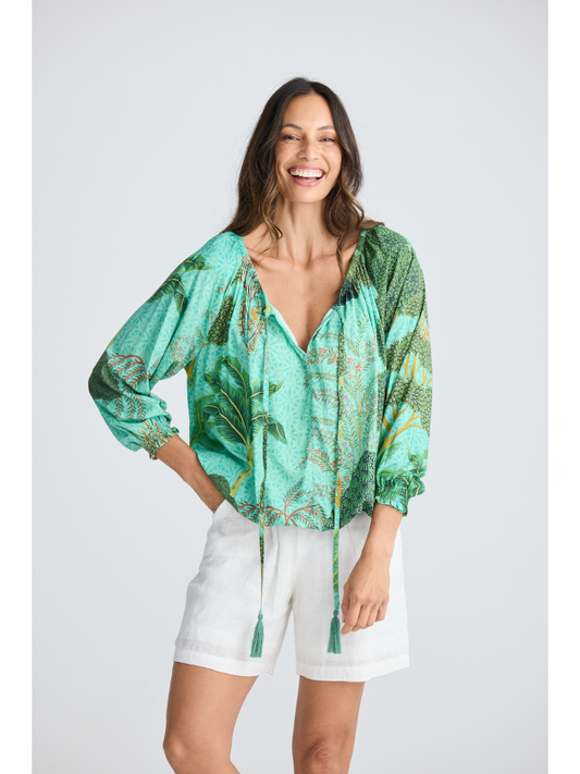 Holiday Trading Seaside Top Rainforest Print Front