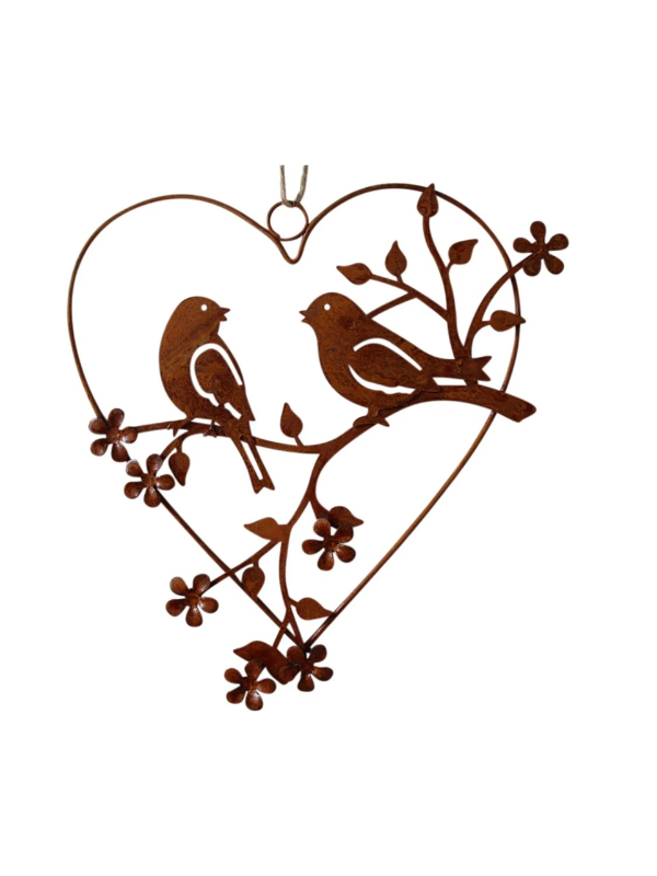 LaVida Metal Heart with 2 Birds