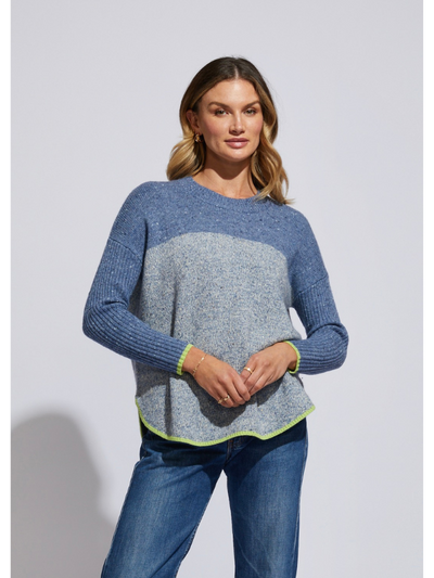 LD + CO Donegal Feature Jumper Denim Front