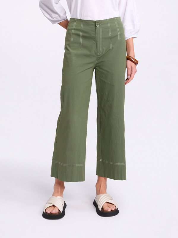 Marco Polo 3 4 Wide Leg Pants Olive Taylor Francis and Co