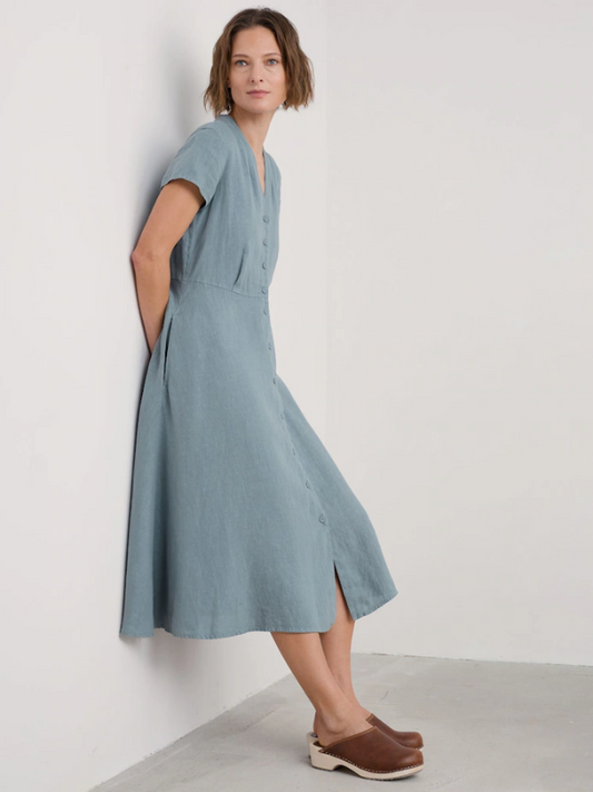 Seasalt Cornwall Carved Wood Midi Dress Hail Side