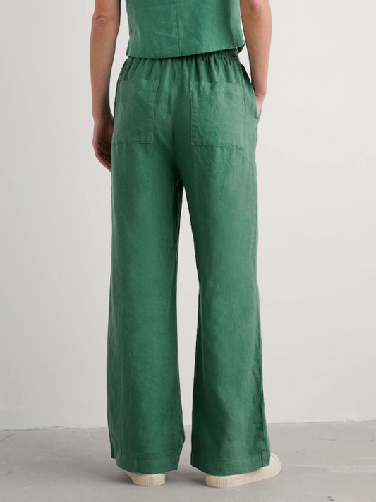 Seasalt Cornwall Tide Flow Wide Leg Linen Pants Pine Back