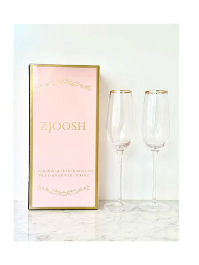 Zjoosh Soiree Crystal Champagne Flute Set of 2 Clear