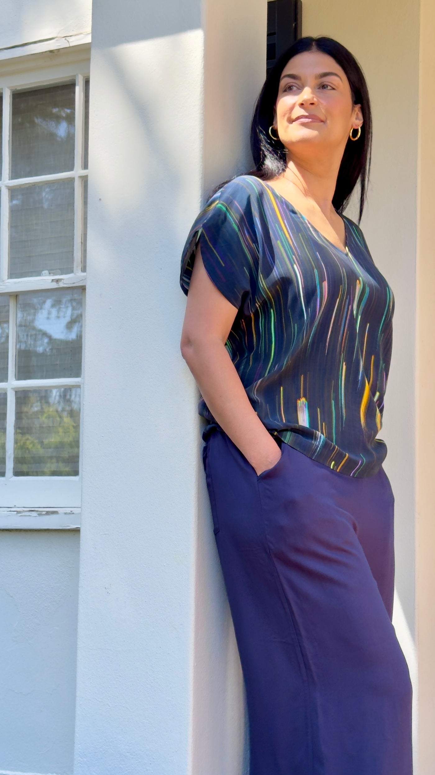 ELK the Label Kayra V Neck Top Alinea Print Styled