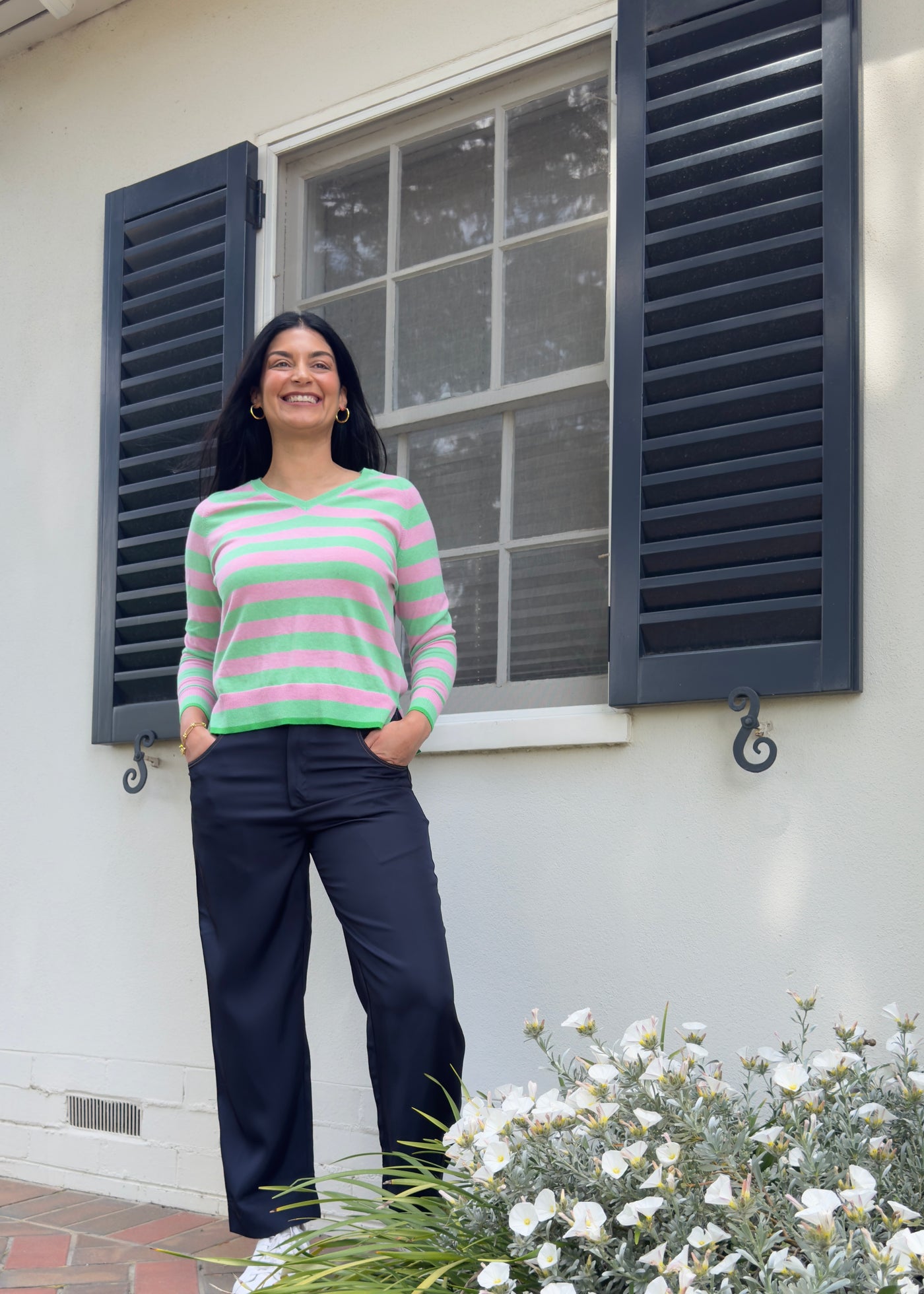 Zaket & Plover Essential Stripe V Spearmint Styled