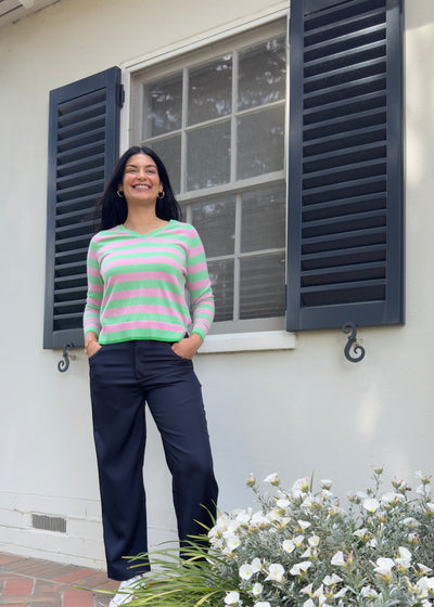 Zaket & Plover Essential Stripe V Spearmint Styled