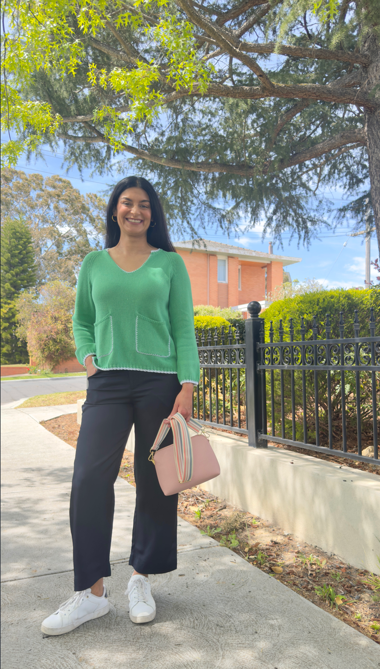 Zaket & Plover Hand Work Trim A-Line Jumper Apple Style