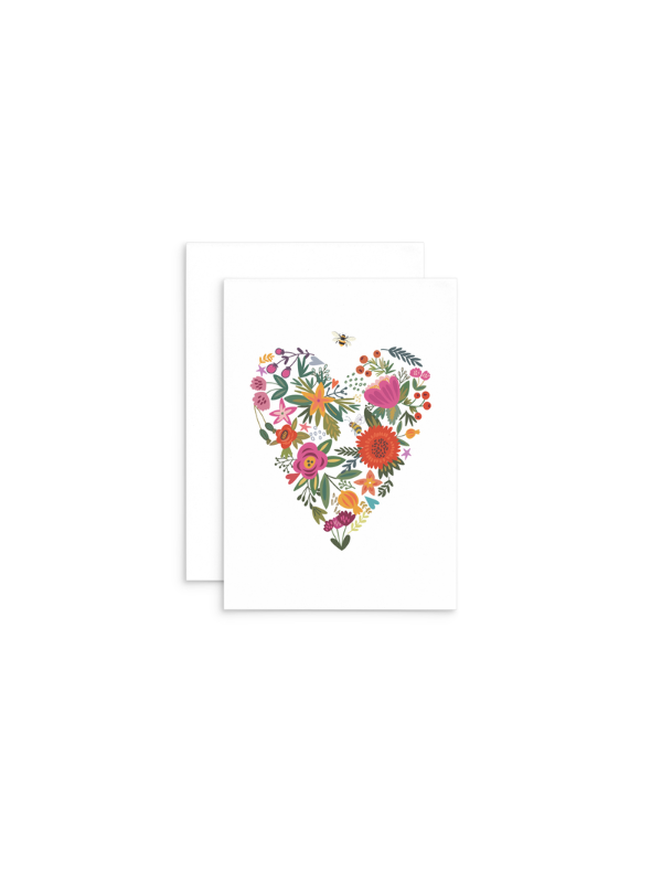 Affirmations Flowers in a Heart Shape Bee Mini Card