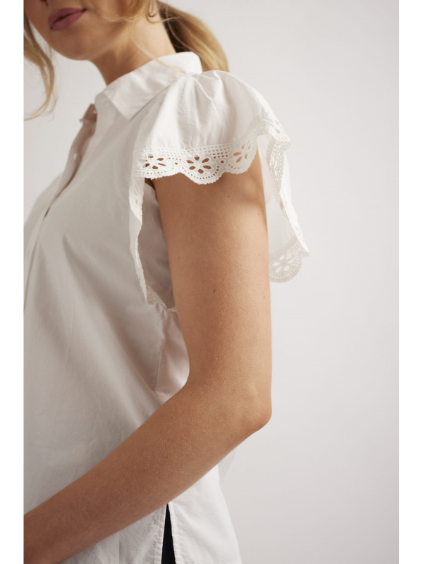 Alessandra Lara Poplin Shirt White Detail