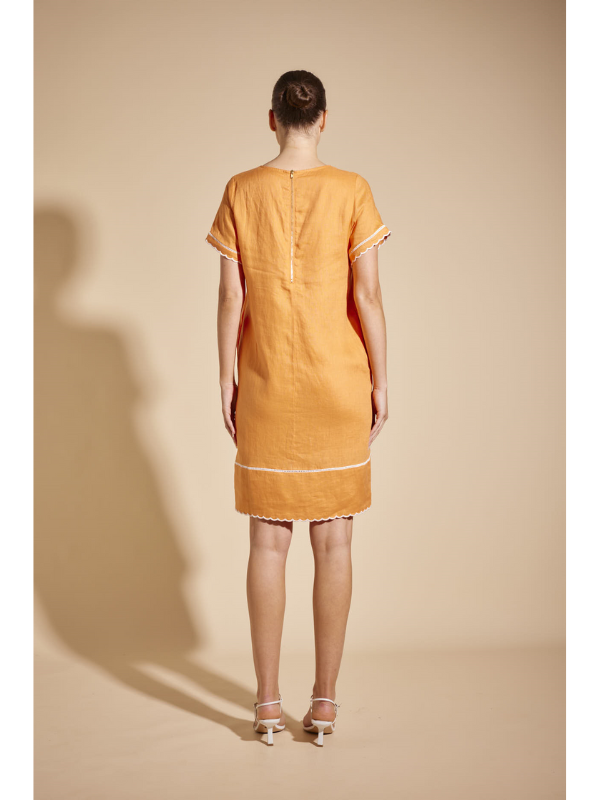 Alessandra Odette Linen Dress Marigold Back