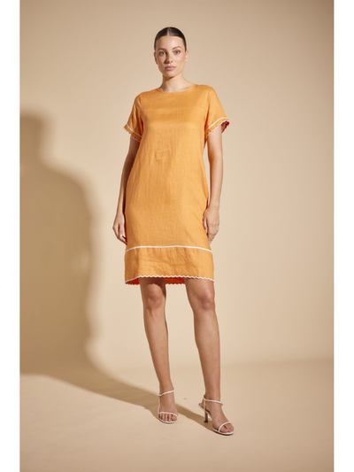 Alessandra Odette Linen Dress Marigold Front