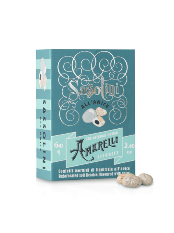 Amarelli Sassolini Sugar Coated Liquorice in Box 60g