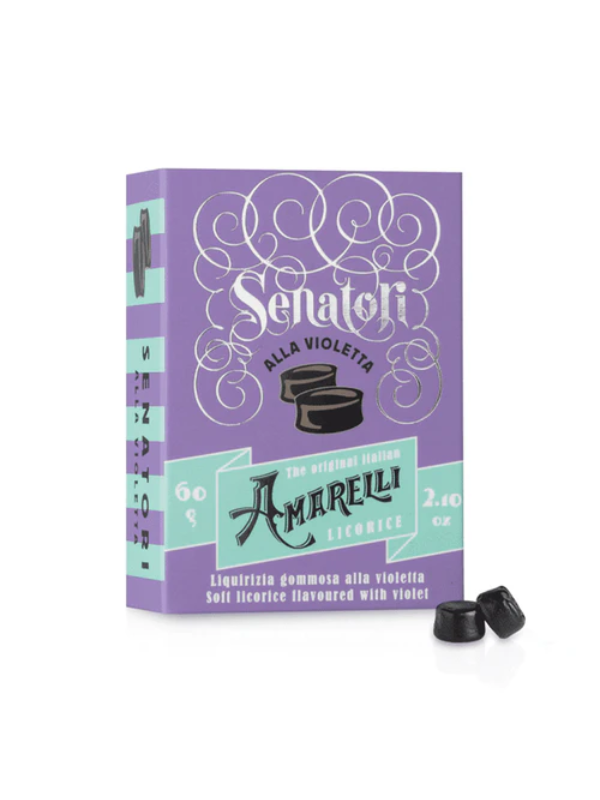 Amarelli Senatori Violet Soft Liquorice in Box 60g