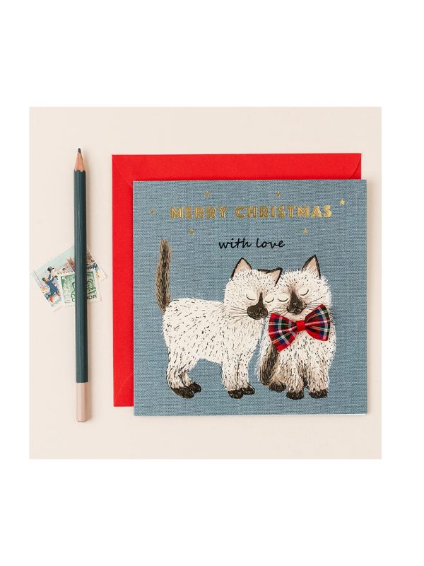 Apple & Clover Cats Merry Christmas With Love Card