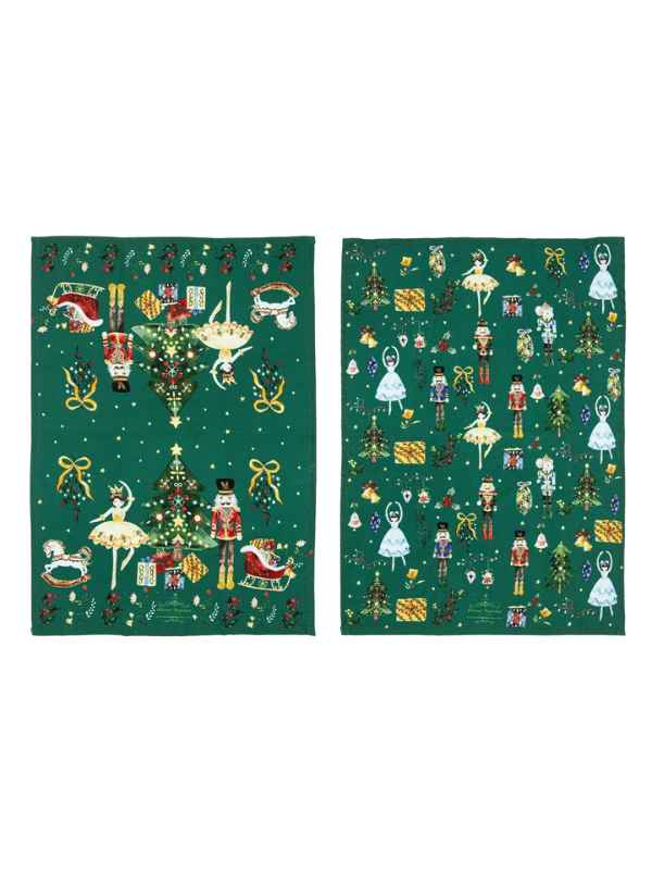 Ashdene Christmas Wonderland Green Tea Towels 2pk