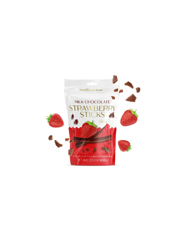 BeeMax Milk Chocolate Strawberry Sticks 100g