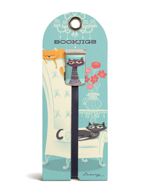 Bookjigs Ribbon Bookmark Luxury Aqua Cat