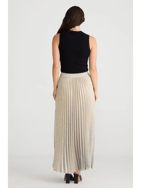 Brave + True Alias Pleated Skirt Champagne Back