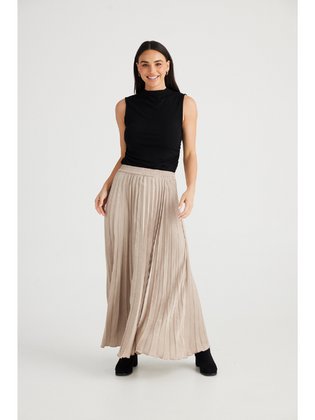 Brave + True Alias Pleated Skirt Oyster – Taylor Francis and Co