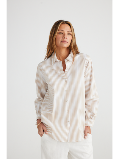 Brave + True Audrey Shirt Sand Stripe Front