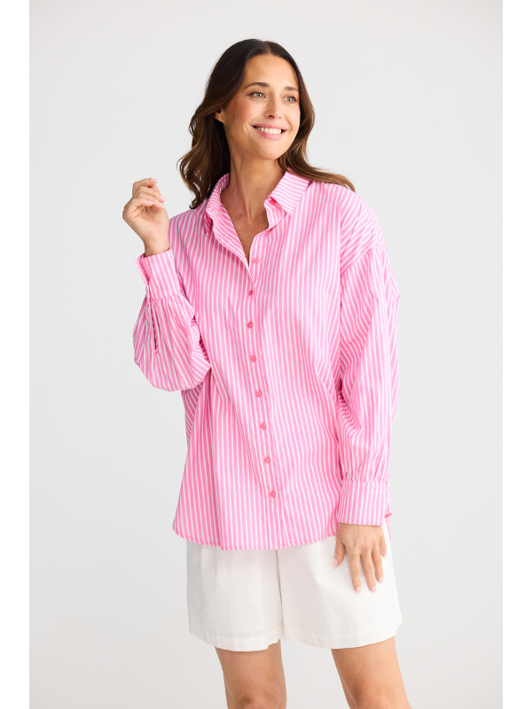 Brave + True Isabel Shirt Pink Stripe Detail