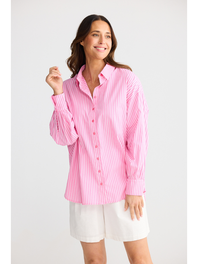 Brave + True Isabel Shirt Pink Stripe Detail