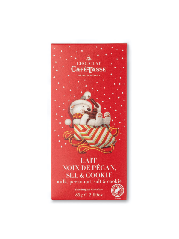 Cafe-Tasse Christmas Chocolate Bar with pecan, salt, & cookies 85g