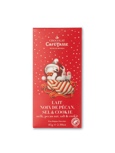 Cafe-Tasse Christmas Chocolate Bar with pecan, salt, & cookies 85g