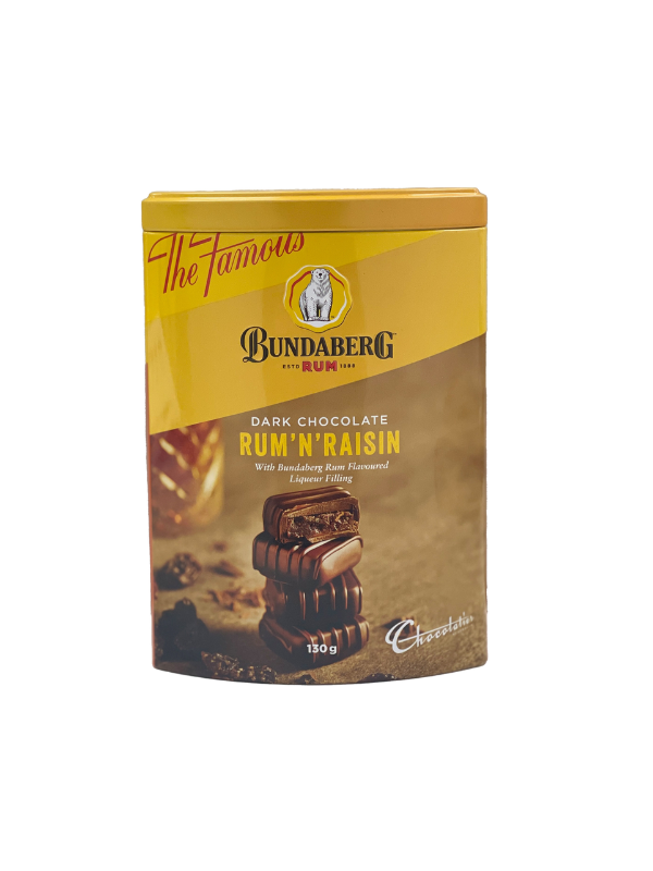 Chocolatier Bundaberg Rum & Raisin Dark Liqueur Truffle Tin 130g