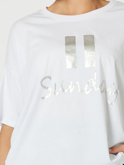 Clarity Happy Sunday Tee White Detail