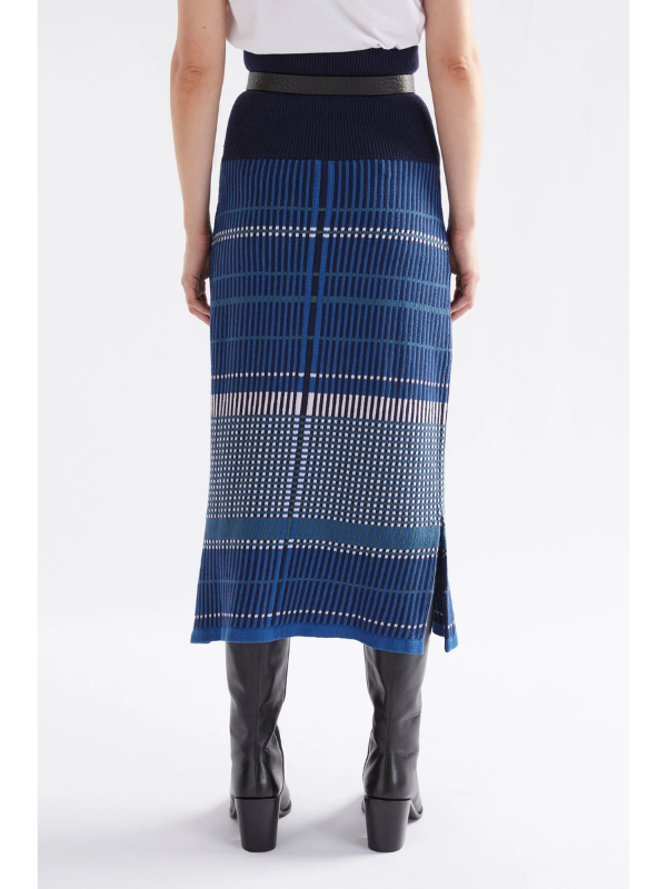 ELK the Label Cila Organic Knit Skirt Blue Multi Back