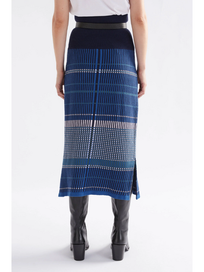 ELK the Label Cila Organic Knit Skirt Blue Multi Back