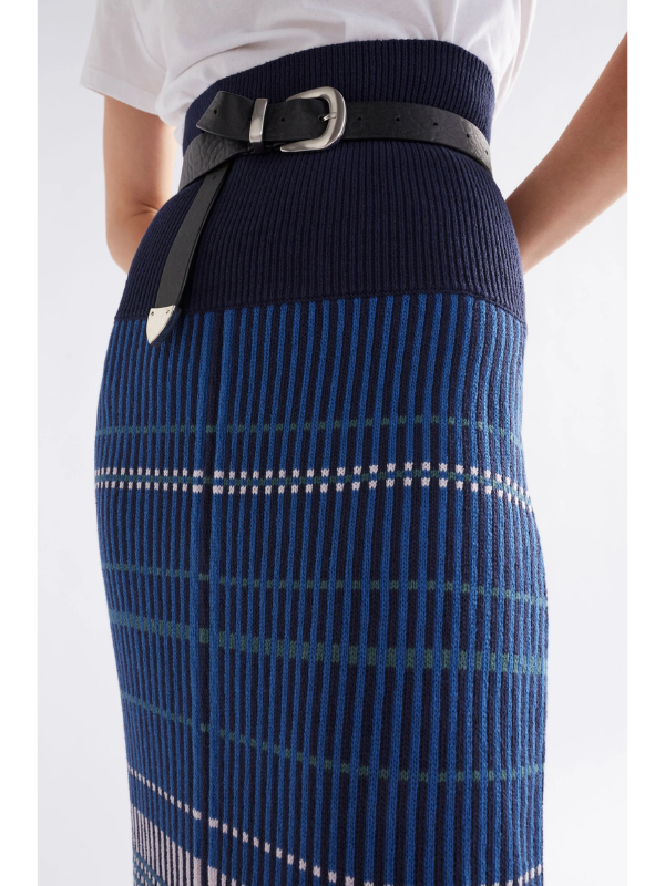 ELK the Label Cila Organic Knit Skirt Blue Multi Detail