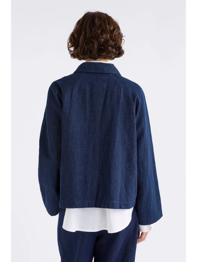 ELK the Label Decla Denim Jacket Dark Blue Wash Back