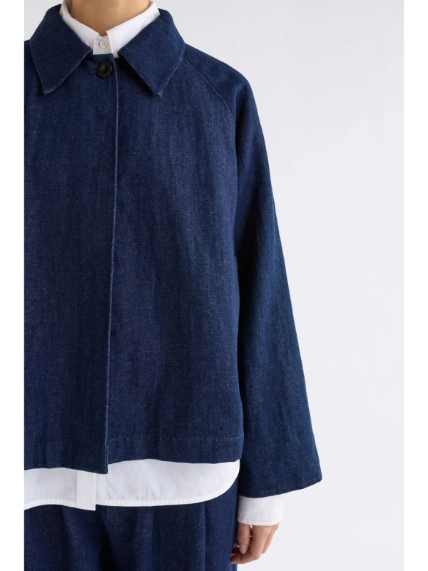 ELK the Label Decla Denim Jacket Dark Blue Wash Detail