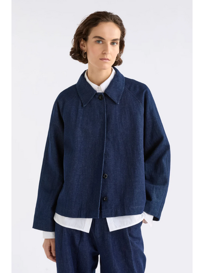 ELK the Label Decla Denim Jacket Dark Blue Wash Front