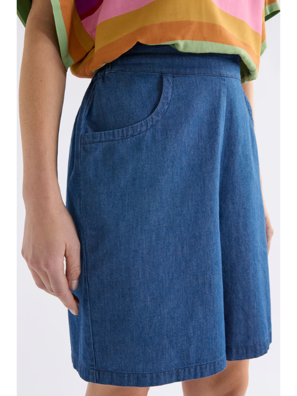 ELK the Label Denim Strom Shorts Mid Blue Denim Detail