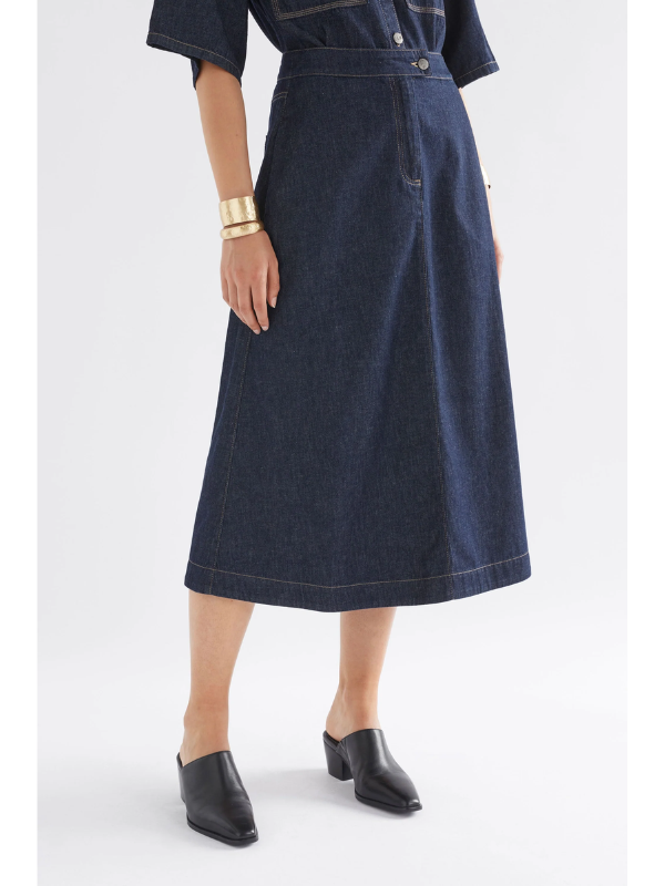 ELK the Label Denym Skirt Authentic Blue Wash Front