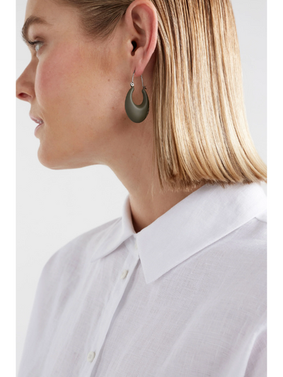 ELK the Label Ellik Long Hoop Earrings Seaweed & Silver