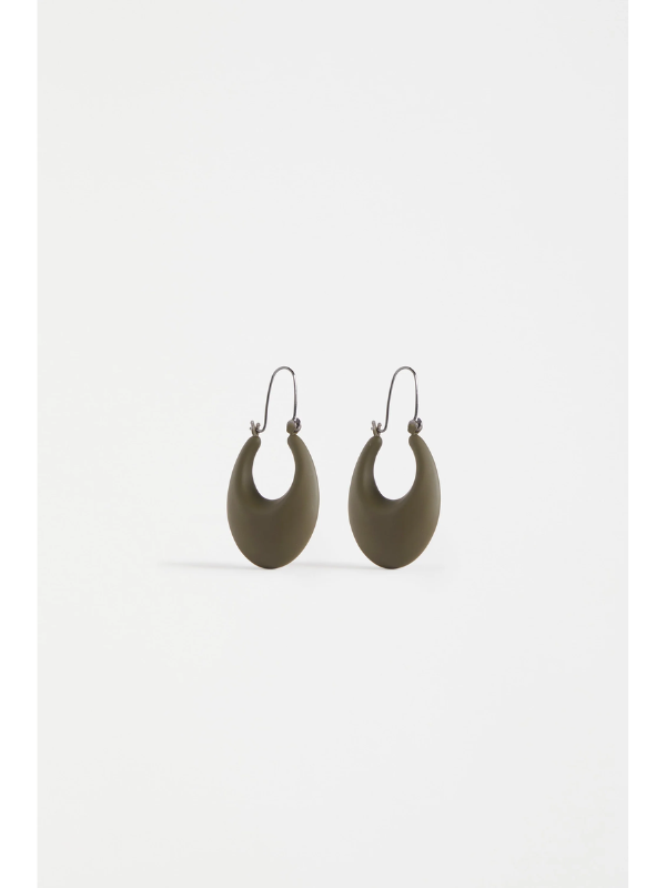 ELK the Label Ellik Long Hoop Earrings Seaweed & Silver