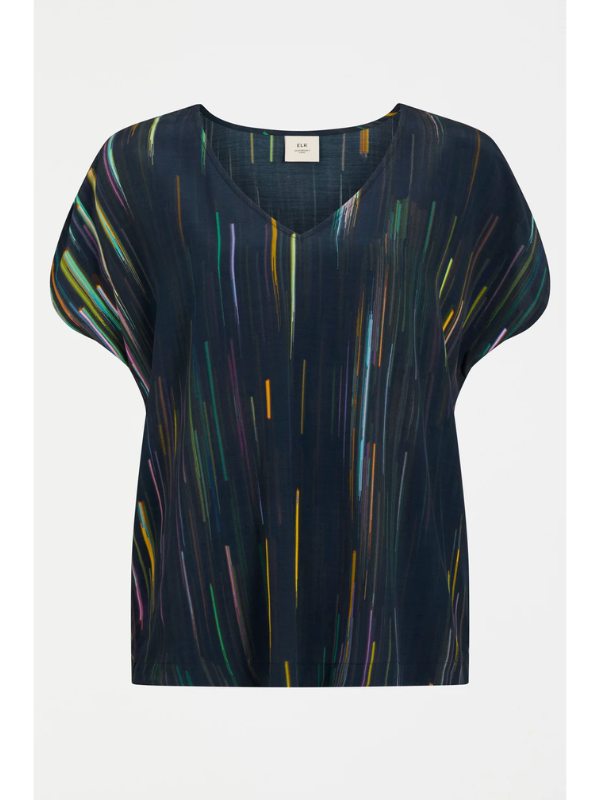 ELK the Label Kayra V Neck Top Alinea Print Flat Lay