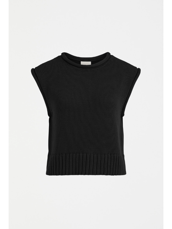 ELK the Label Lunel Knit Vest Black Flat Lay