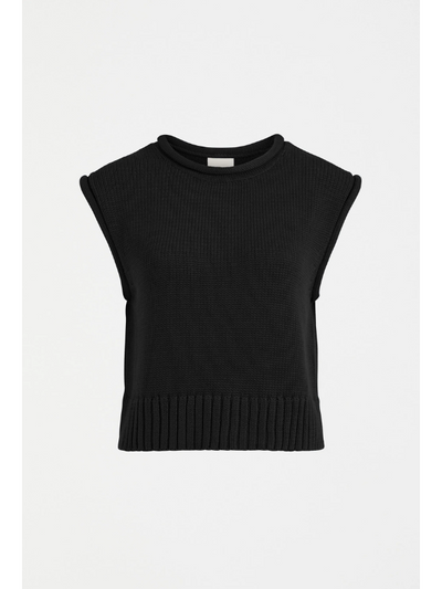 ELK the Label Lunel Knit Vest Black Flat Lay